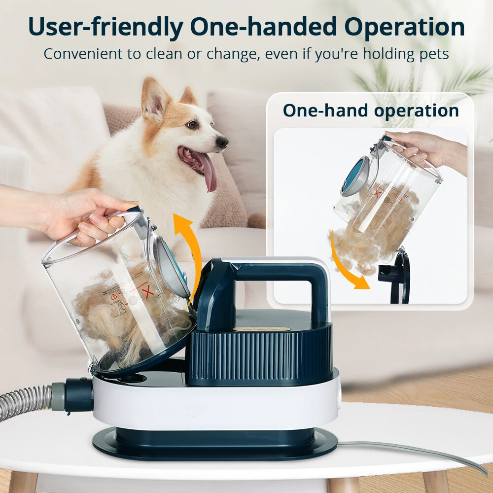 (image for) 2.5LPet Grooming Vacuum,6 in 1 Dryer & Dog Grooming Vacuum with Ceramic Blades Clipper Tools for Dogs Cats