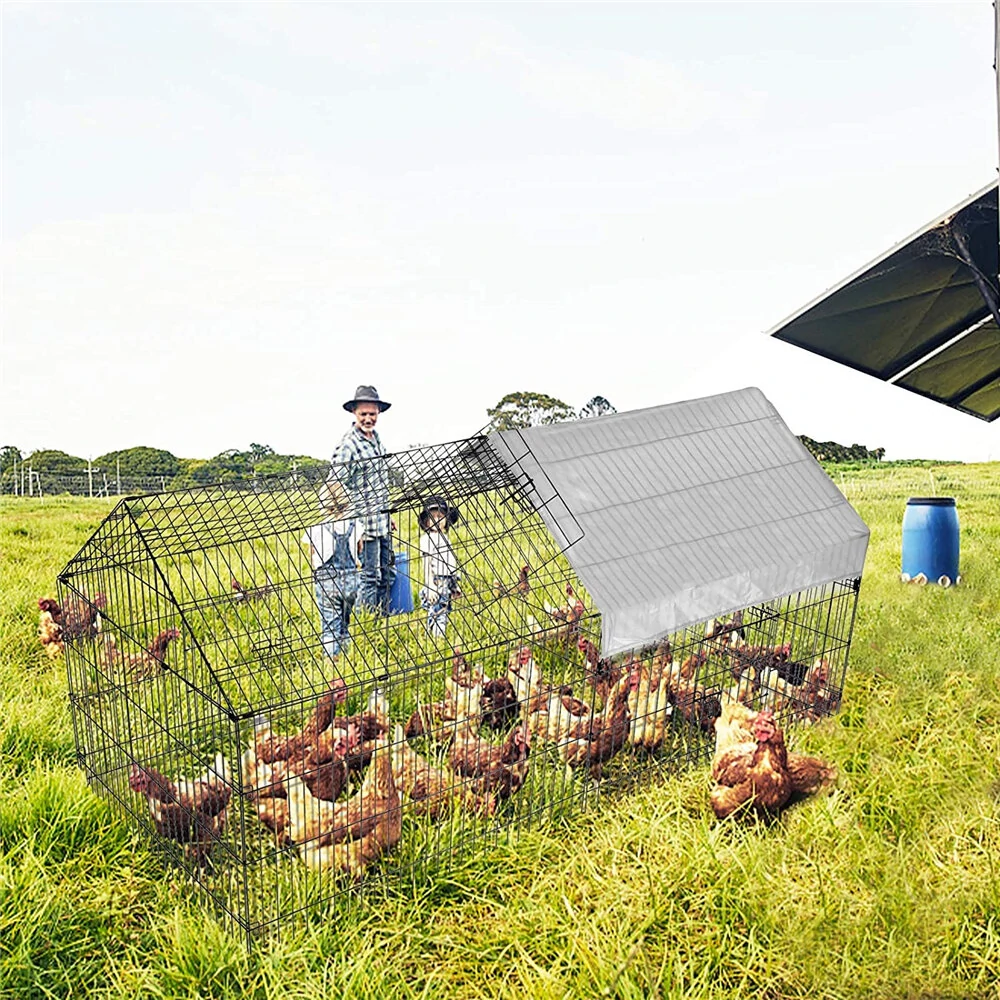 (image for) PawGiant Chicken Coop Run Cage Upgrade 86.6"×40"×38" Metal Chicken Fence Pen Pet Playpen Enclosures with Protection Cover&Ground Nail,Cage Indoor Outdoor Yard for S